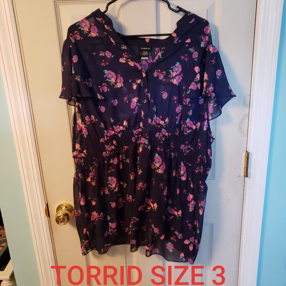 Sheer Blue Floral Over-Shirt